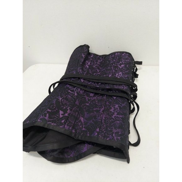 Corset Story Purple Brocade Satin Overbust, Spiral Steel Boned Corset, Waist 36" - Picture 7 of 12